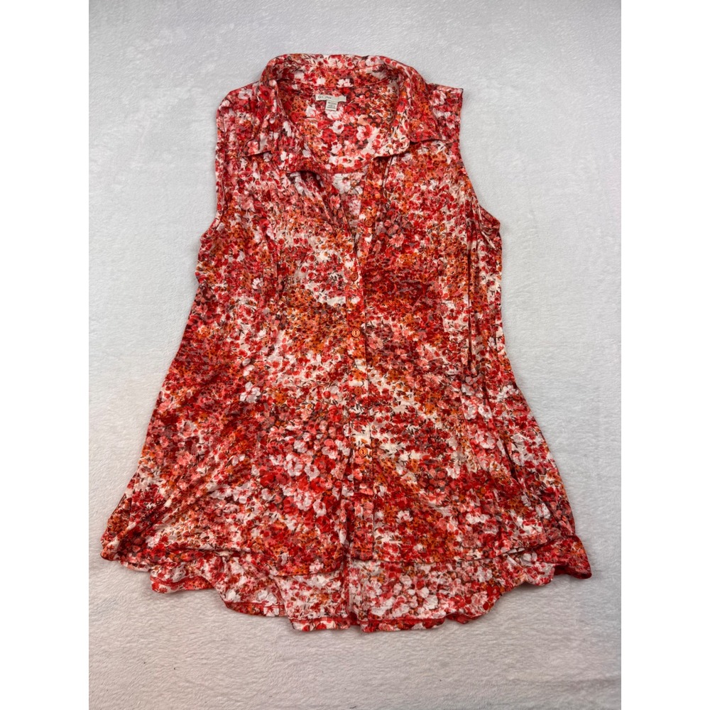 Est. 1946 Womens Plus Size 18/20W Red Floral Sleeveless Button Down Blouse